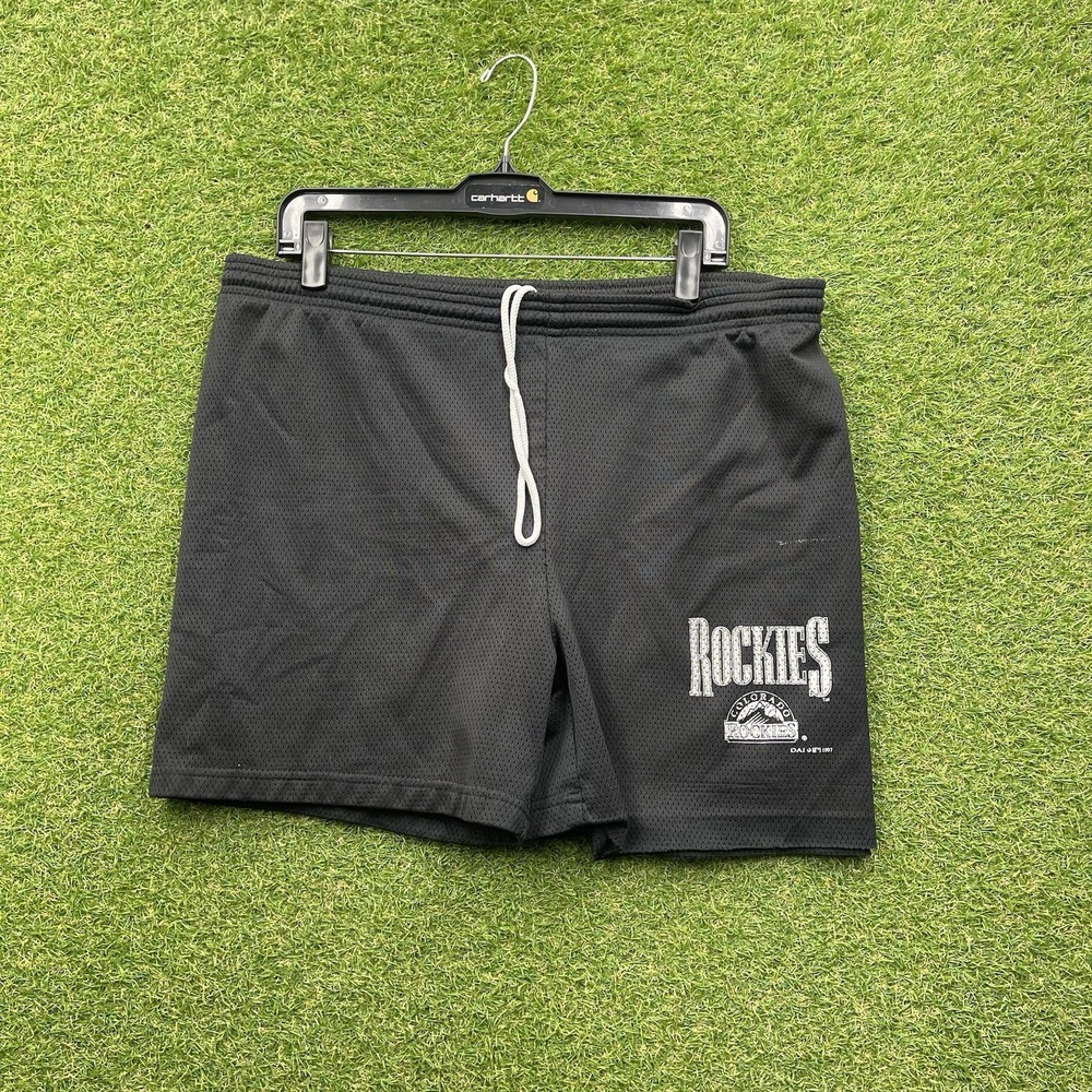 Vintage Colorado Rockies Shorts Mens XL Zubaz Baseball Mesh Casual Drawstring